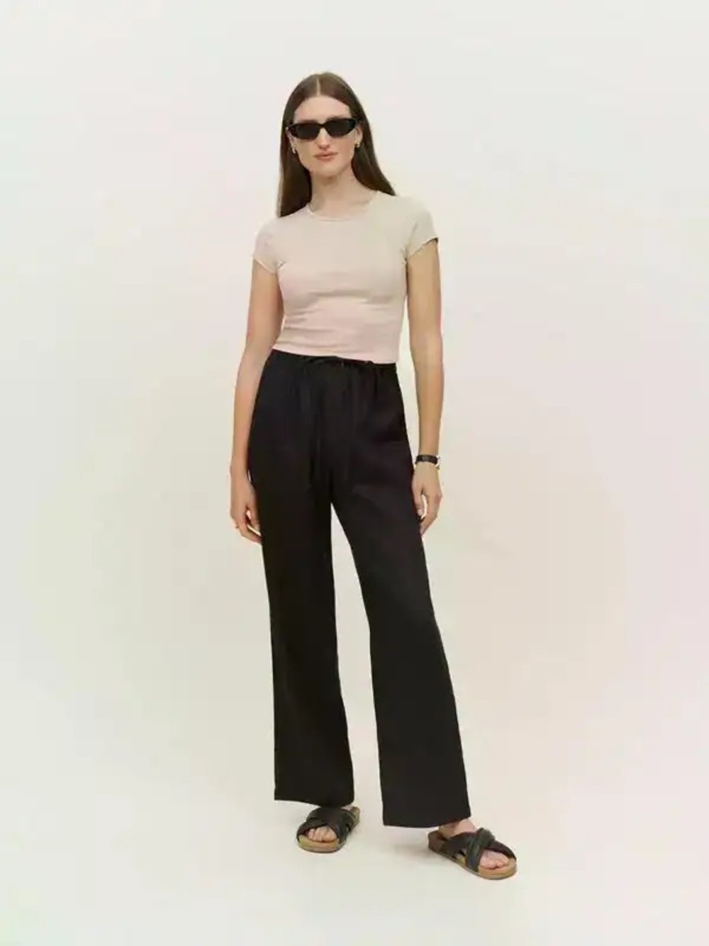 Reformation Black High-Rise Wide-Leg Trousers Pants Size 6